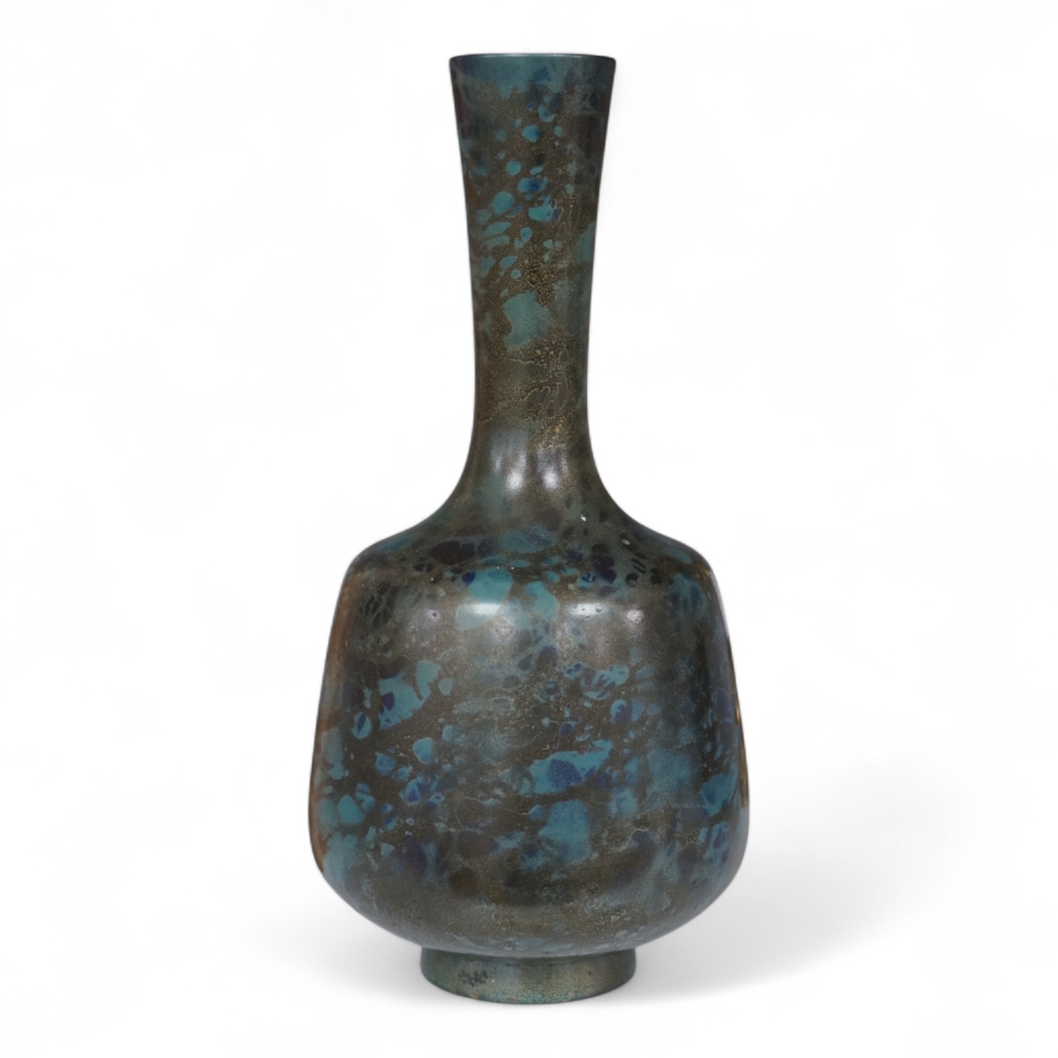 A mid-century Japanese bronze vase with mottled effects, seal mark to base, 24cm